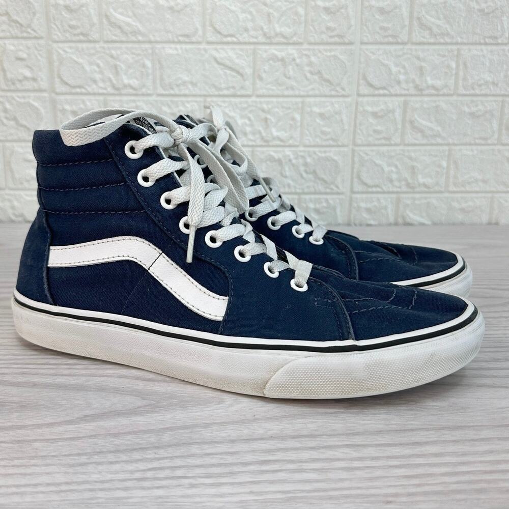 Vans Sk8-Hi Shoes W10 M9 High Top Sneakers Black Canvas Padded Collar Lace Up